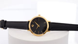 Movado Ultra Slim Black Dial Black Leather Strap Watch For Women - 0607095 Buy Now By Movado