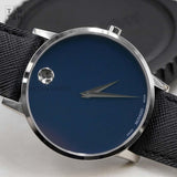 Movado Museum Classic Blue Dial Black Leather Strap Watch for Men - 0607197 Buy Now By Movado