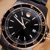 Movado 800 Series Black Dial Black Steel Strap Watch For Men - 2600162 Buy Now By Movado