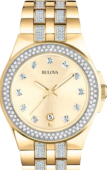 Bulova Crystal Collection Champagne Dial Two Tone Steel Strap Watch for Women - 98B174 Buy Now By Bulova