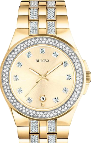 Bulova Crystal Collection Champagne Dial Two Tone Steel Strap Watch for Women - 98B174 Buy Now By Bulova