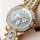 Bulova Crystal Collection Octova White Dial Gold Steel Strap Watch for Men - 98C126 Buy Now By Bulova