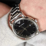 Emporio Armani Luigi Quartz Black Dial Silver Steel Strap Watch For Men - AR2499 Buy Now By Emporio Armani