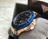 Guess Rigor Blue Dial Blue Silicone Strap Watch For Men - W0247G3 Buy Now By Guess