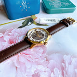 Fossil Townsman Automatic Skeleton Gold Dial Brown Leather Strap Watch for Men - ME3043 Buy Now By Fossil
