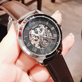 Fossil Grant Automatic Skeleton Black Dial Brown Leather Strap Watch for Men - ME3095 Buy Now By Fossil