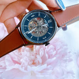 Fossil Forrester Automatic Skeleton Grey Dial Brown Leather Strap Watch for Men - ME3178 Buy Now By Fossil