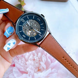 Fossil Forrester Automatic Skeleton Grey Dial Brown Leather Strap Watch for Men - ME3178 Buy Now By Fossil
