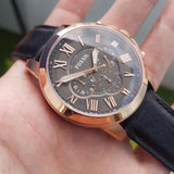 Fossil Grant Chronograph Grey Dial Black Leather Strap Watch for Men - FS5085 Buy Now By Fossil