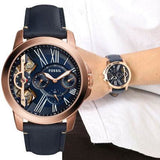 Fossil Grant Twist Multifunction Blue Dial Blue Leather Strap Watch for Men - ME1162 Buy Now By Fossil