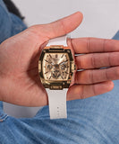 Guess Phoenix Multifunction Gold Dial White Leather Strap Watch for Men - GW0202G6 Buy Now By Guess
