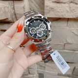 Guess Continental Black Dial Silver Steel Strap Watch for Men - GW0260G1 Buy Now By Guess