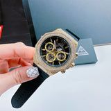 Guess Momentum Chronograph Diamonds Black Dial Black Silicone Strap Watch For Men - GW0518G2