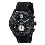 Guess Fleet Chronograph Black Dial Black Rubber Strap Watch for Men - W0971G1 Buy Now By Guess