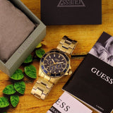 Guess Chaser Multifunction Blue Dial Gold Steel Strap Watch for Men - W0172G5 Buy Now By Guess