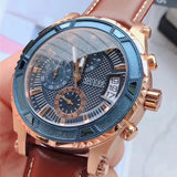 Guess Pinnacle Chronograph Quartz Blue Dial Brown Leather Strap Watch For Women - W0673G3 Buy Now By Guess