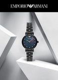 Emporio Armani Gianni T-Bar Quartz Black Mother of Pearl Dial Black Steel Strap Watch For Women - AR11268 Buy Now By Emporio Armani
