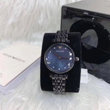 Emporio Armani Gianni T-Bar Quartz Black Mother of Pearl Dial Black Steel Strap Watch For Women - AR11268 Buy Now By Emporio Armani