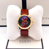 Gucci Le Marche Des Merveilles Green and Red Dial Brown Leather Strap Unisex Watch - YA1264012 Buy Now By Gucci