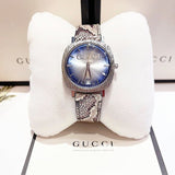 Gucci Grip Vintage Blue Dial Snakeskin Brown Leather Strap Watch for Women - YA152401 Buy Now By Gucci