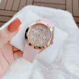 Guess Clarity Gold Dial Pink Silicone Strap Watch for Women - GW0109L2 Buy Now By Guess