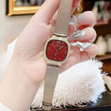 Guess Quartz Red Dial Gold Mesh Strap Watch For Women - GW0354L4 Buy Now By Guess