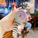 Guess Sol Chronograph Crystals Multicolor Dial Silver Steel Strap Watch For Women - GW0483L1 Buy Now By Guess