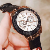 Guess Limelight Quartz White Dial Black Leather Strap Watch For Women - W0775L9 Buy Now By Guess