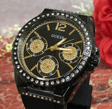 Guess Starlight Black Dial Black Rubber Strap Watch for Women - W0846L1 Buy Now By Guess
