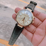 Michael Kors Sawyer Champagne Dial Black Leather Strap Watch for Women - MK2433 Buy Now By Michael Kors