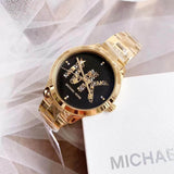 Michael Kors Runway Quartz Black Dial Gold Steel Strap Watch For Women - MK6682 Buy Now By Michael Kors