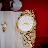 Michael Kors Runway Three-Hand White Dial Gold Steel Strap Watch for Women - MK7472 Buy Now By Michael Kors
