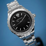 Versace Hellenyium Black Dial Silver Steel Strap Watch for Women - V12020015 Buy Now By Versace