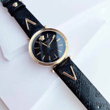 Versace V-Twist Black Dial Black Leather Strap Watch for Women - VELS00619 Buy Now By Versace