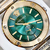 Versace Hellenyium Quartz Green Dial Silver Steel Strap Watch For Men - VEVK00420 Buy Now By Versace