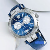 Versace Aion Chronograph Blue Dial Blue Leather Strap Watch for Men - VE1D01220 Buy Now By Versace