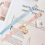 Versace Medusa Lock Icon Quartz Gold Dial Pink & Blue Leather Strap Watch For Women - VEDW00219 Buy Now By Versace