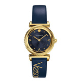 Versace Greca Blue Dial Blue Leather Strap Watch for Women - VERE00218 Buy Now By Versace
