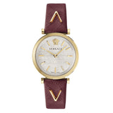 Versace V-Twist Silver Dial Red Leather Strap Watch for for Women - VELS00519 Buy Now By Versace