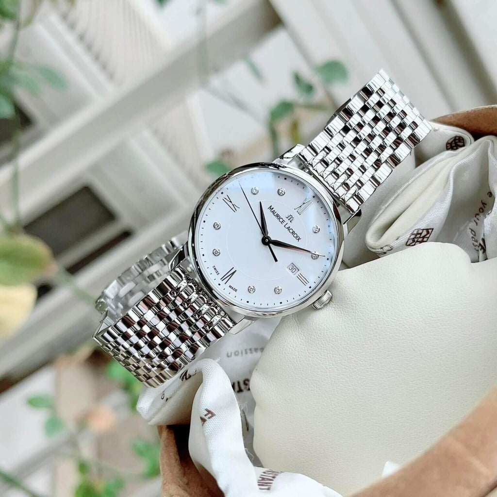 Maurice Lacroix Eliros Date White Dial Silver Steel Strap Watch for Women - EL1094-SS002-150-1 Buy Now By Maurice Lacroix