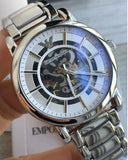 Emporio Armani Meccanico Automatic Silver Dial Silver Steel Strap Watch for Men - AR60006