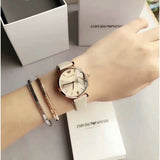 Emporio Armani Gianni T Bar Light Brown Dial White Leather Strap Watch For Women - AR1769 Buy Now By Emporio Armani