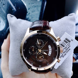 Guess Analog Chronograph Brown Dial Brown Leather Strap Watch For Men - W14052G2 Buy Now By Guess