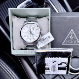 Guess Exec Quartz Silver Dial Silver Steel Strap Watch for Men - W0075G3 Buy Now By Guess