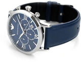Emporio Armani Giovanni T Bar Chronograph Quartz Blue Dial Blue Leather Strap Watch For Men - AR11226 Buy Now By Emporio Armani