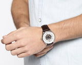 Emporio Armani Meccanico White Dial Brown Leather Strap Watch For Men - AR1946 Buy Now By Emporio Armani