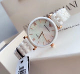 Emporio Armani Ceramica Mother of Pearl Dial White Ceramic Strap Watch For Women - AR1486 Buy Now By Emporio Armani