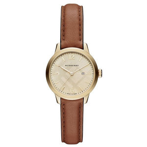 Burberry The Classic Champagne Gold Dial Brown Leather Strap Watch for Women - BU10101 Buy Now By Burberry