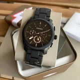 Fossil Machine Chronograph Black Dial Black Steel Strap Watch for Men - FS4682 Buy Now By Fossil