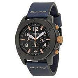 Fossil Modern Machine Chronograph Black Dial Blue Leather Strap Watch for Men - FS5066 Buy Now By Fossil